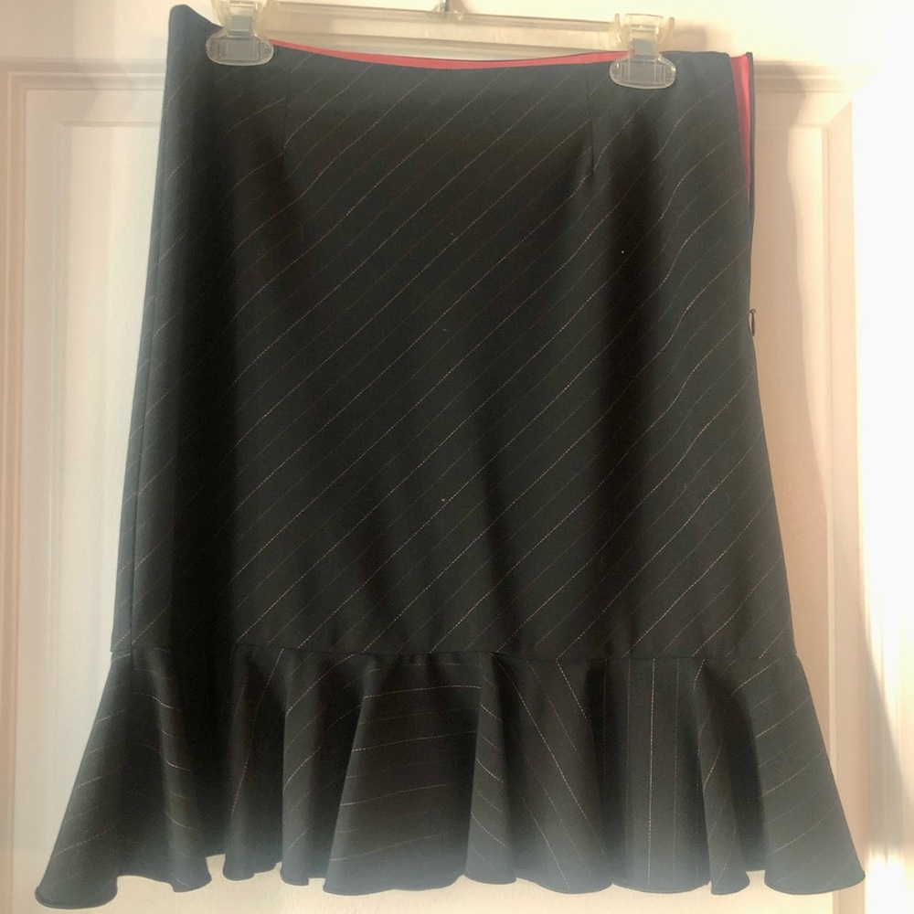 Trina Turk Subtle Stripe Flounce Hem Skirt